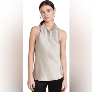 NWT Vince Halter Neck Sleeveless Satin Blouse - Oat